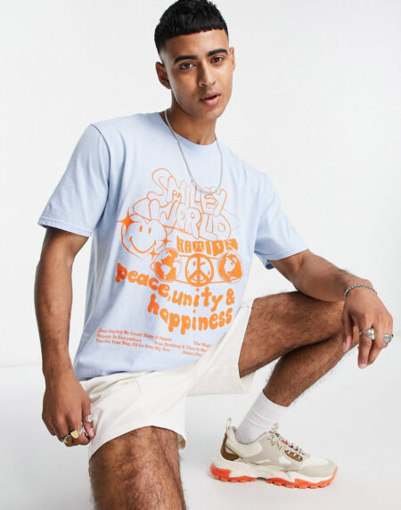 Smiley T-shirt In Light Blue – Image 2
