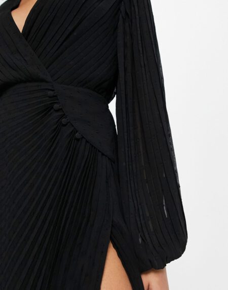 Chiffon Wrap Button Detail Maxi Dress – Image 4