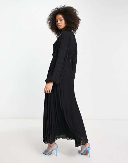 Chiffon Wrap Button Detail Maxi Dress – Image 2